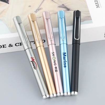 广告笔印刷logo 金属笔夹商务签字笔 0.5黑色碳素水笔中性笔批发