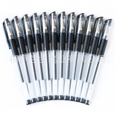 大批量发货透明小欧标笔 签字笔 0.5mm盖帽式黑色水性广告笔