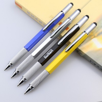 厂家创意六边形水平仪笔合金金属笔多功能笔螺丝圆珠笔触屏工具笔