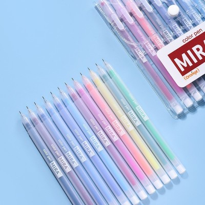 糖果色12色学生简约中性笔 韩版小清新彩色笔水粉笔手帐笔0.5mm