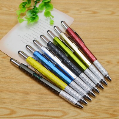 小批量多功能螺丝刀圆珠笔塑料工具笔六合一水平仪触控广告礼品笔